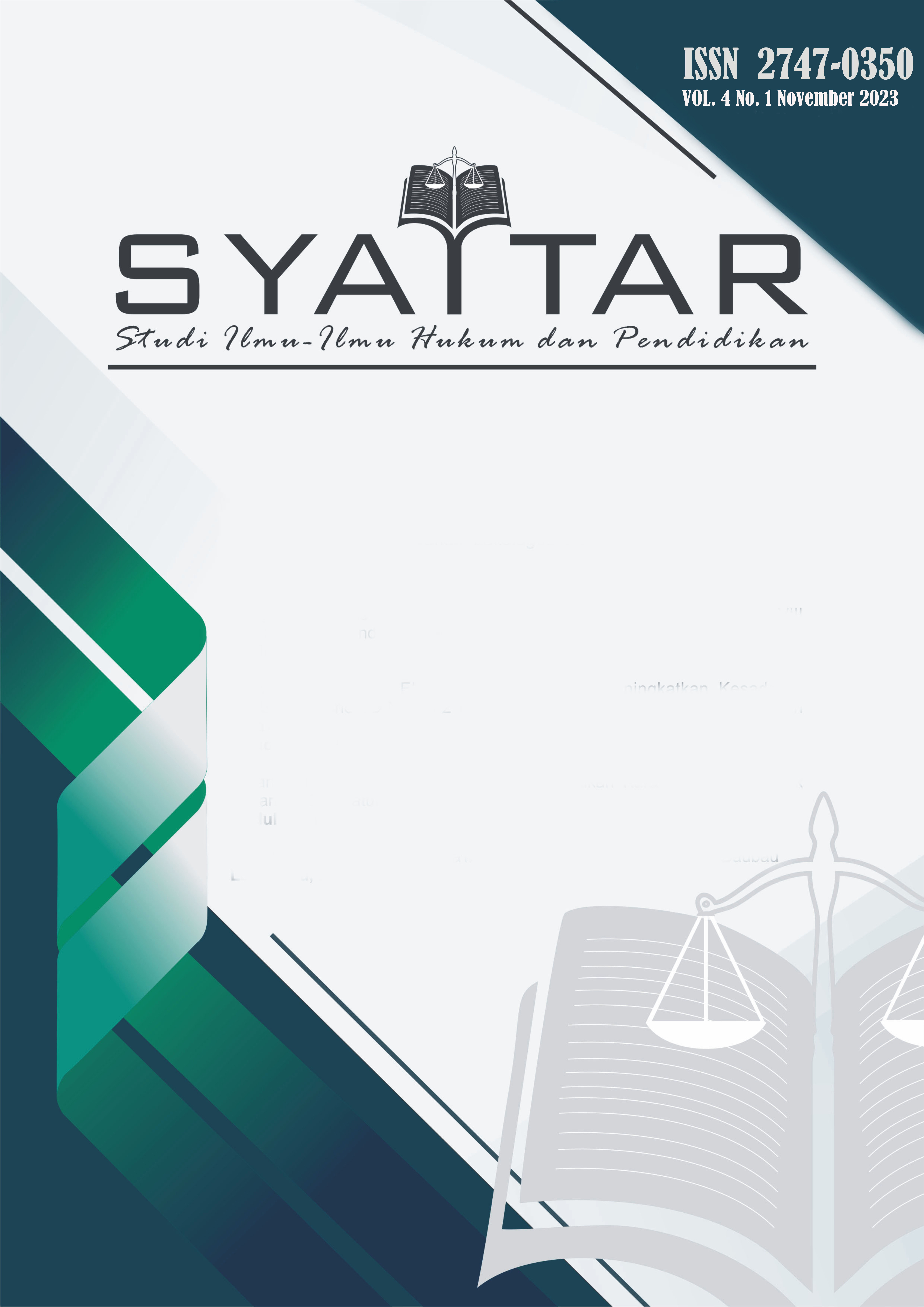 SYATTAR: Jurnal Ilmu-Ilmu Hukum dan Pendidikan
